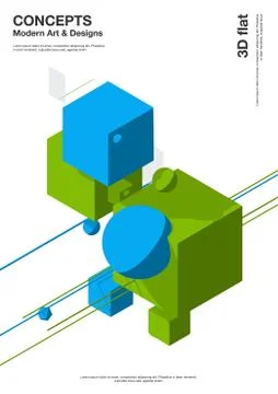 Abstract background, modern composition of geometric shapes. Cube, sphere 스톡 일러스트