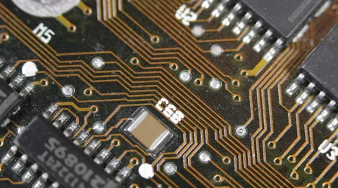 Abstract Background Modern Digital Technologies Closeup Electronic Circuit Board Stock Footage 44354774