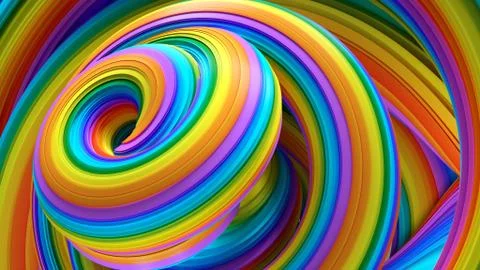 Abstract background, modern illustration 3d of colorful spiral shapes. Ilustração Stock