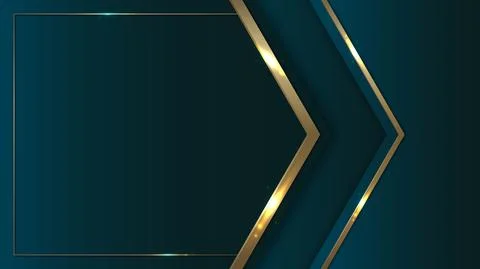 Abstract background modern luxury template green arrow with glowing golden li Stock Illustration