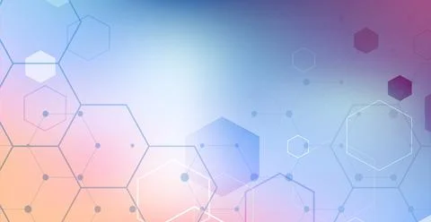 Abstract background with molecular mesh. Gradient wireframe design with hexag Stock Illustration