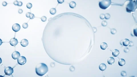 Abstract background with molecules and atoms moving in a dynamic and cinema.. Vidéo 332315796