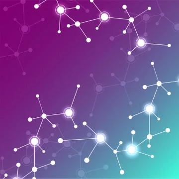 Abstract background of molecules, connected structure. Dna, atom, neurons. Sc Illustrazione stock