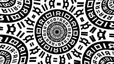 Abstract background in monochrome style, mandala kaleidoscope of letters forming Stock Footage 333037711