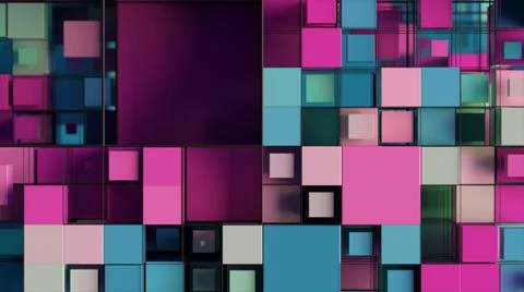 Abstract background with motion cubes. An array of different sized squares in Stock Illustration
