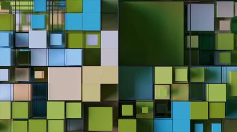 Abstract background with motion cubes. An array of different sized squares in Stock Illustration