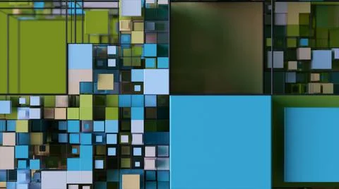 Abstract background with motion cubes. An array of different sized squares in Stock Illustration