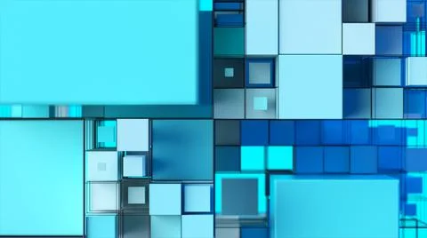Abstract background with motion cubes. An array of different sized squares in Stock Illustration