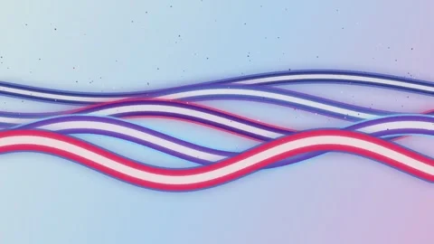 Abstract background motion of flowing wavy ribbons in patriotic colors red .. Видео 340832238