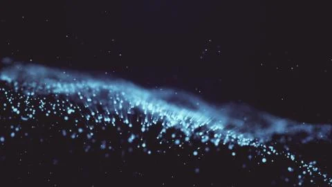Abstract background with moving and flickering particles. A moving wave of deep Stock Illustration