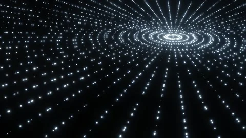 Abstract background of moving blue glowing particles on black background. 3d ren Video stock 312204066