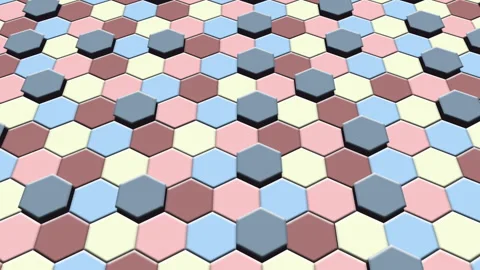 Abstract background of moving colored hexagons, seamless looping animation Stock Footage 202101817