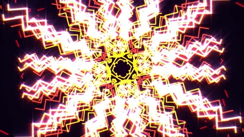Abstract background of moving corridor with bright kaleidoscopic lines glowing Stock Footage 147862397