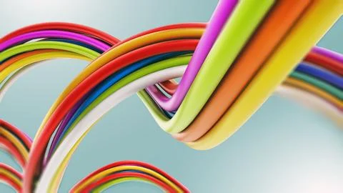 Abstract background with moving curly shapes. 3D illustration Stock Illustration