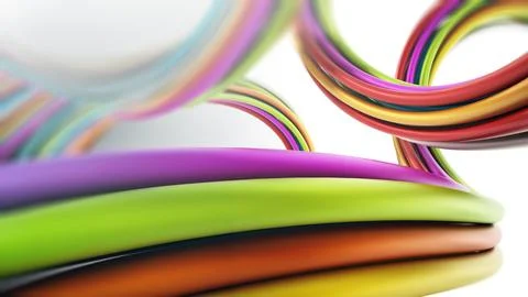 Abstract background with moving curly shapes. 3D illustration Stock Illustration