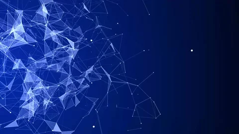 Abstract background with moving dots and lines. Network connection structure. 스톡 동영상 147859151