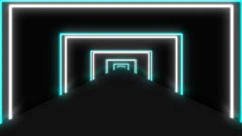 Abstract background. Moving forward inside an endless fluorescent ultraviolet Stock Footage 158156443