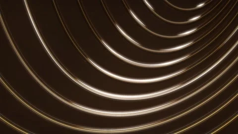 Abstract background with moving golden glowing curved lines on dark background Stock Footage 274158256