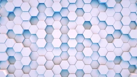 Abstract background with moving hexagonal shapes in white and blue Stock Footage 327472367