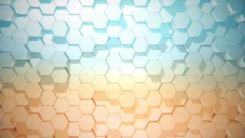 Abstract background of moving hexagons in random order 3d illustration 写真素材