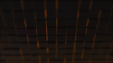 Abstract background with moving iridescent neon cubic wall, illuminating. Stock Footage 124500579