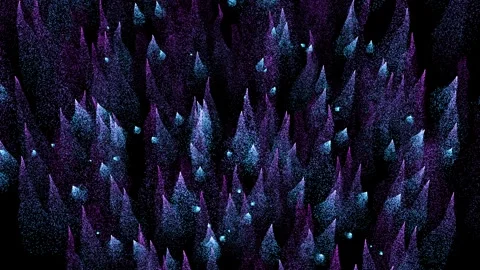 Abstract background with moving multi-colored particles that scatter Stock Footage 319429064