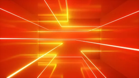 Abstract background, moving neon rays, luminous lines inside the room Stock Footage 120876991