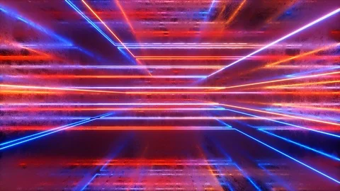 Abstract background, moving neon rays, luminous lines inside the metallic Stock Footage 120877137