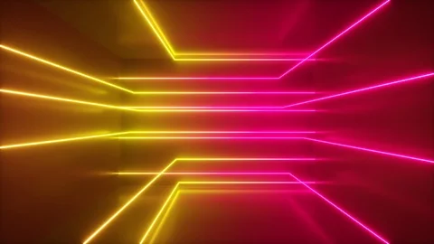 Abstract background, moving neon rays, luminous lines inside the room Stock Footage 120877365