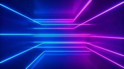 Abstract background, moving neon rays, luminous lines inside the room Stock Footage 120877392