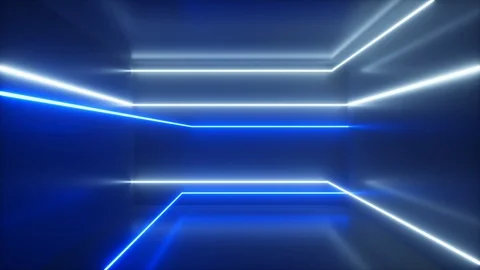 Abstract background, moving neon rays, luminous lines inside the room Stock Footage 120877462