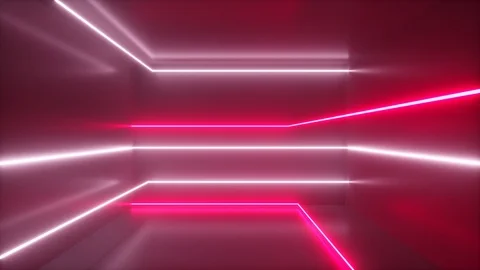Abstract background, moving neon rays, luminous lines inside the room Stock Footage 120877531