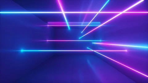Abstract background, moving neon rays, luminous lines inside the room Stock Footage 121166452