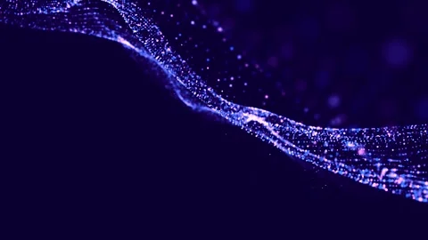 Abstract background of moving particles. flow information space big data visuali Stock Footage 259412512