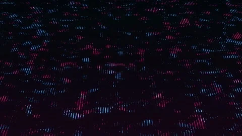 Abstract background with moving pink and blue particles on black background Video stock 306580991