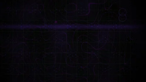 Abstract Background with Moving Purple Contour Lines on a Dark Grid Stock Footage 343684906