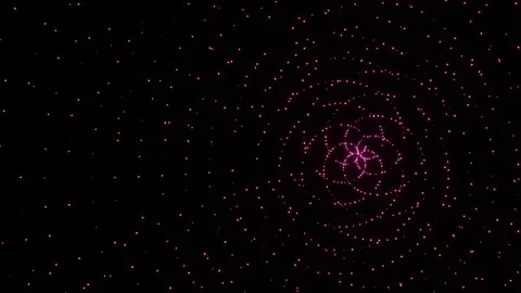 Abstract background of moving purple glowing particles on black background. 3d r Video stock 312204069
