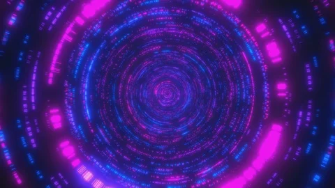 Abstract background with moving through bright circles in red and blue color. Video stock 116377181