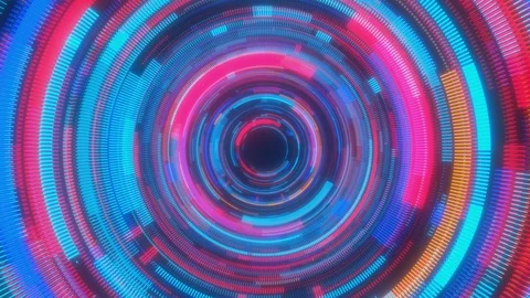 Abstract background with moving through bright circles in red and blue color. 動画素材 116887533