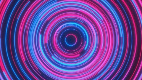 Abstract background with moving through bright circles in red and blue color. Video stock 119117791