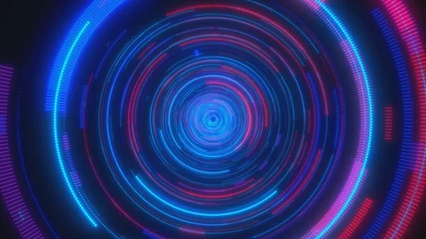 Abstract background with moving through bright circles in red and blue color. Stock Footage 122016920
