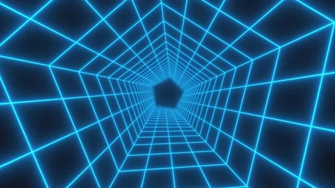 Abstract background. Moving through hyperspace with bright grid in blue color. Stock Footage 142279813