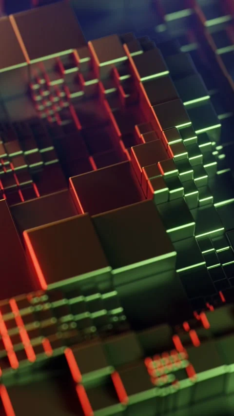 Abstract background with moving wave cubes. Vertical looped video Stock Footage 226369001