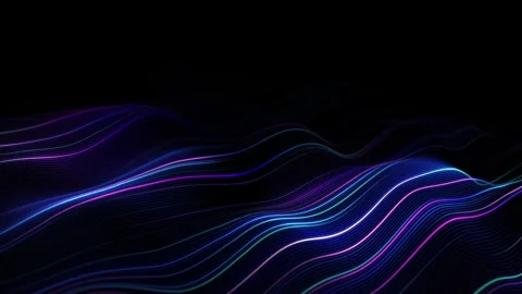 Abstract background with multicolor waves on plane. Lines form plane with w.. Stock Footage 318416396