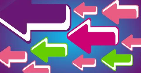 Abstract background with multicolored arrows. Vector pattern of directions... Stock Illustration