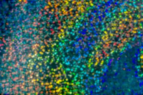 Abstract background.  Multicolored bokeh of small lights in blur.  Dot lanter Stock Photos