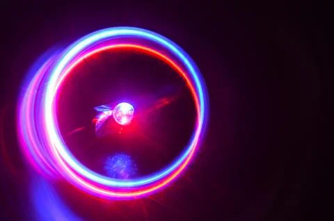 Abstract background of multicolored circles. glowing pink lines 스톡 사진
