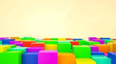 Abstract background from multicolored cubes. 3d render illustration Stock Illustration