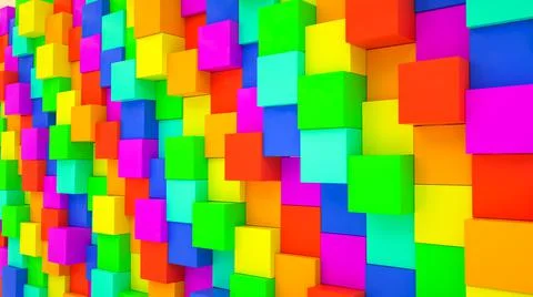 Abstract background from multicolored cubes. 3d render illustration Stock Illustration