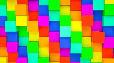 Abstract background from multicolored cubes. 3d render illustration Stock Illustration